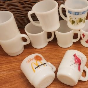 Vintage Fire king anchor hocking mugs diamond. McDonald's. Cardinal